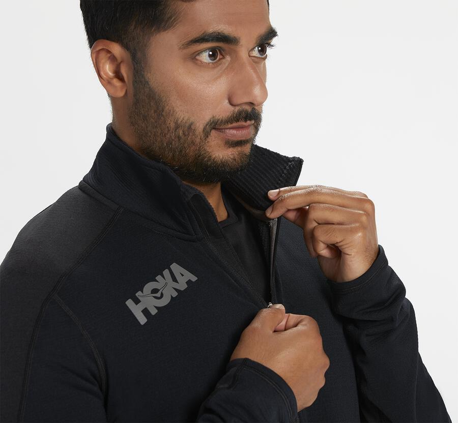 Hoka Australia One One 1/2 Zip Midlayer - Mens Tops Black - KDWFJ-7218